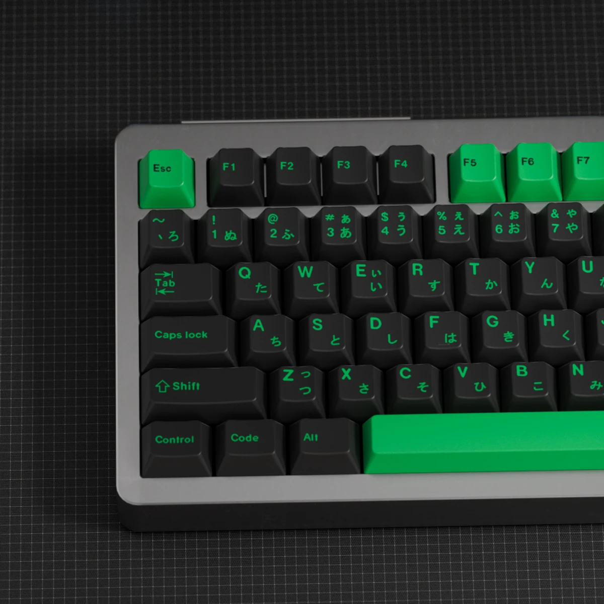 Minimalist Black Green Keycaps PBT Cherry Profile 1.7mm Thicknees Japanese Korean stroke for MX Switches Mechanical Keyboard