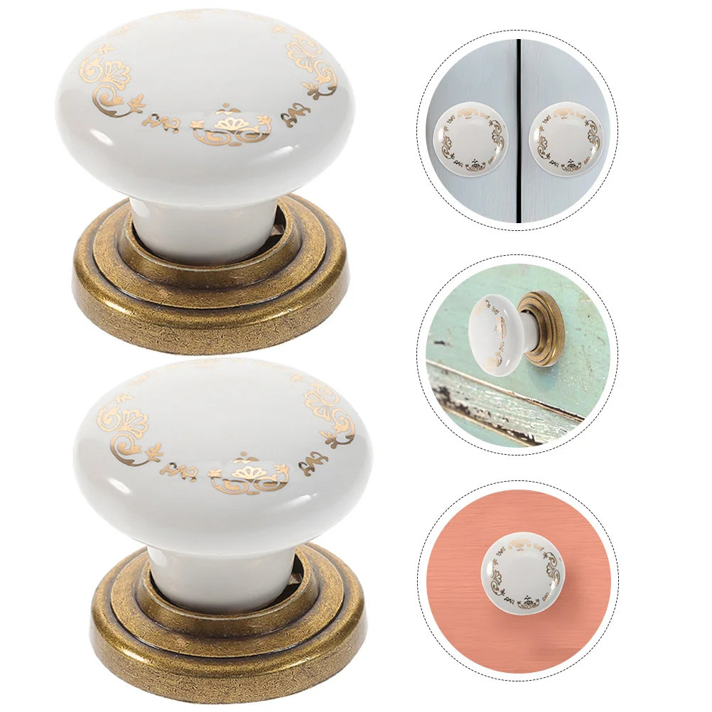 

2Pcs Stylish Round Ceramic Drawer Knobs for Cabinet Dresser Cupboard Wardrobe Bathroom Furniture Pulls Decorative Home Interior