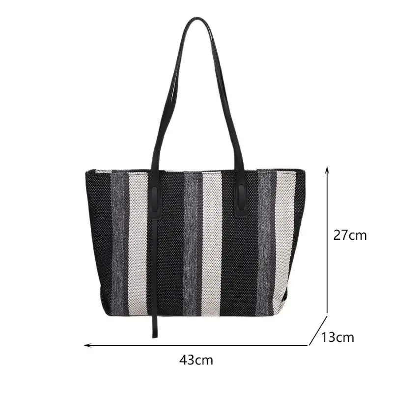 Raffia Summer Bags for Woman 2024 Stripe Designer Shoulder Crossbody Shopper Storage Bag Women Casual Canvas Handbag Tote