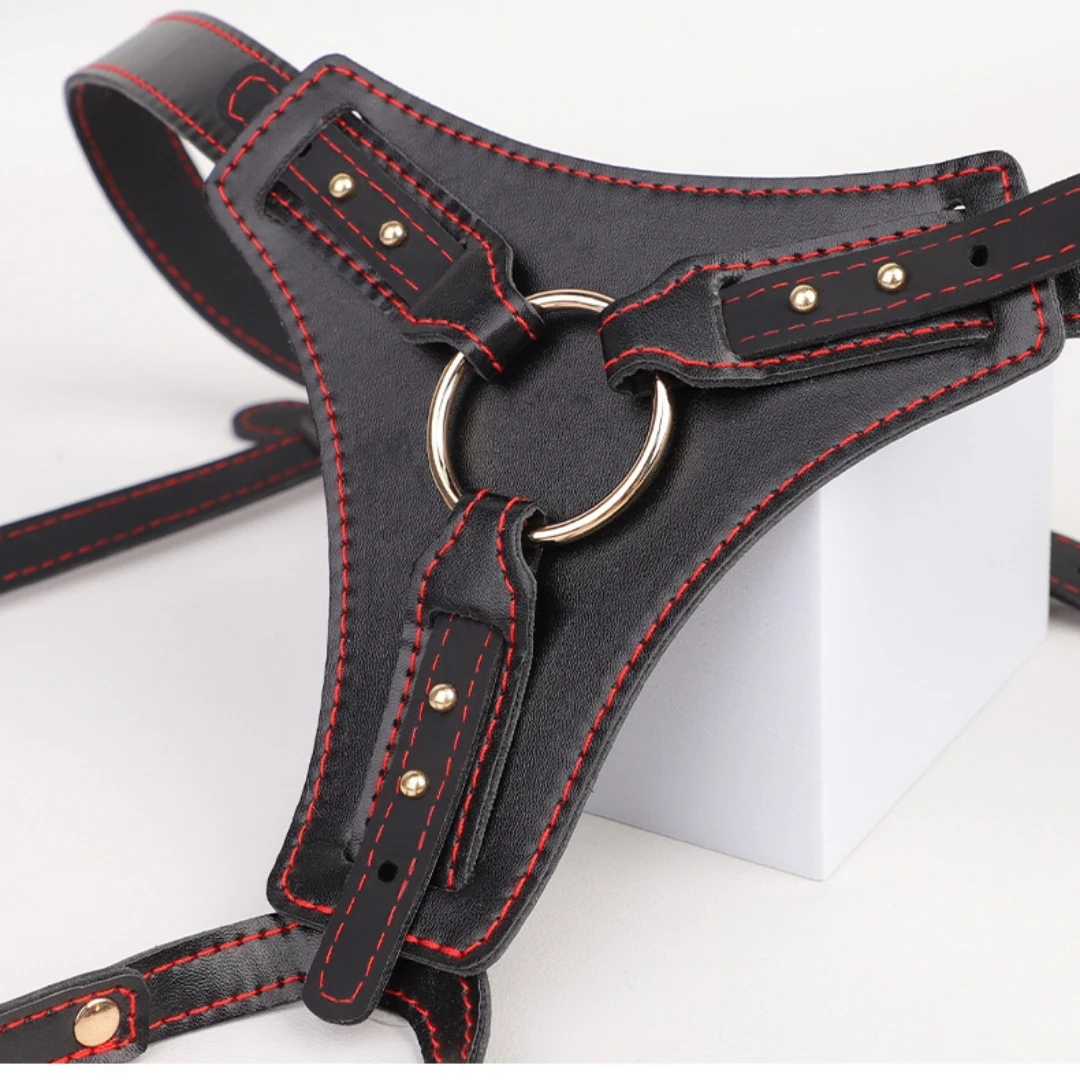 Wearable Strap On Dildo Harness Pants PU Leather Adjustable Pegging Harness Belt BDSM Bondage Underwear Sex Toy for Women Men - Image 4