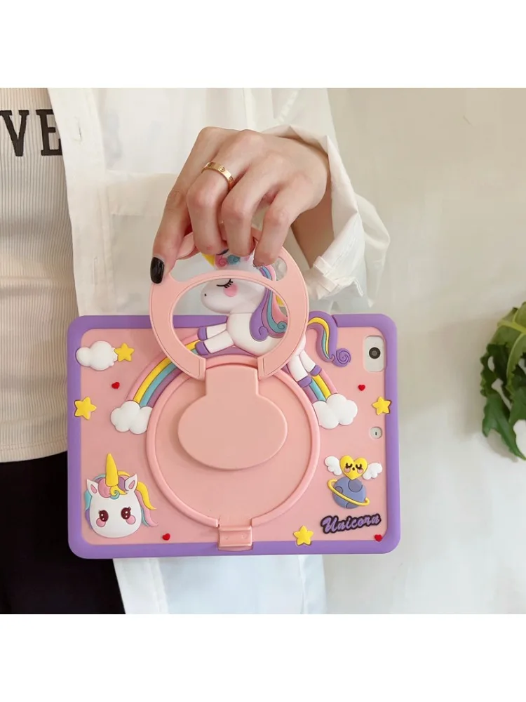 Etui 3D z uroczym, kreskówkowym jednorożcem dla dzieci na tablet Xiaomi Redmi Pad SE 11" / Redmi Pad 2 11 SE 9.7" z obrotową podstawką i uchwytem, model 2026. — zdjęcie produktu 7