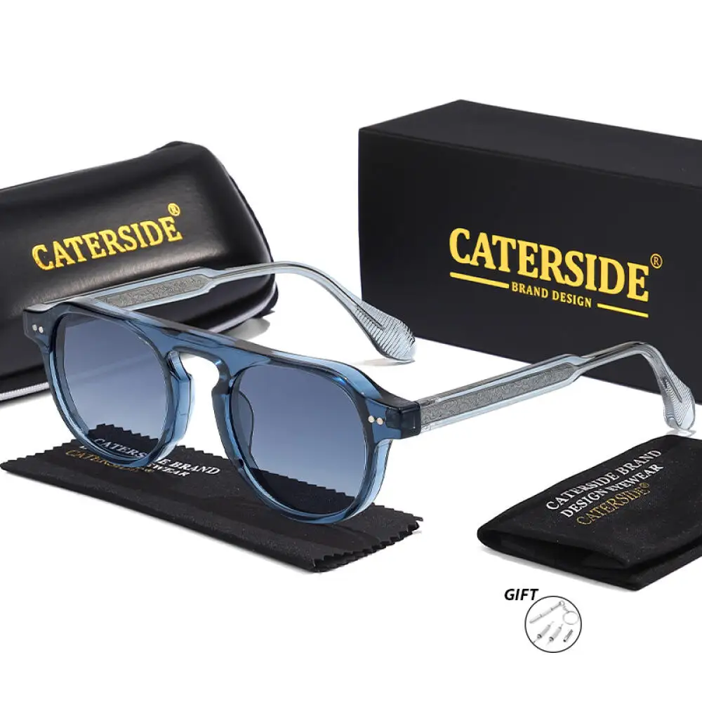 CATERSIDE Retro Round Sunglasses Men Punk Core Insert Temples Sun Glasses for Women Travel Party Shopping Fashion Eyeywear UV400