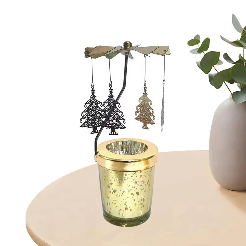 Tempat lilin berputar, tempat lilin Modern sederhana untuk alat makan malam proyeksi berputar