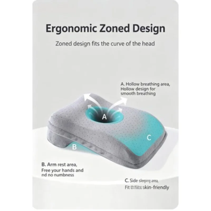 JFLEGAL Office Nap Pillow Memory Foam Desk Sleeping Cushion with Breathable Hole Ergonomic Siesta Pillow for Student Worker