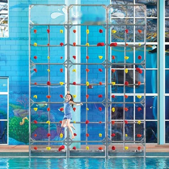 Aqua Climb Sport Crystal Clear Glass kids and Adults Mobile Poolside Rock Swimming Pool Climbing Walls