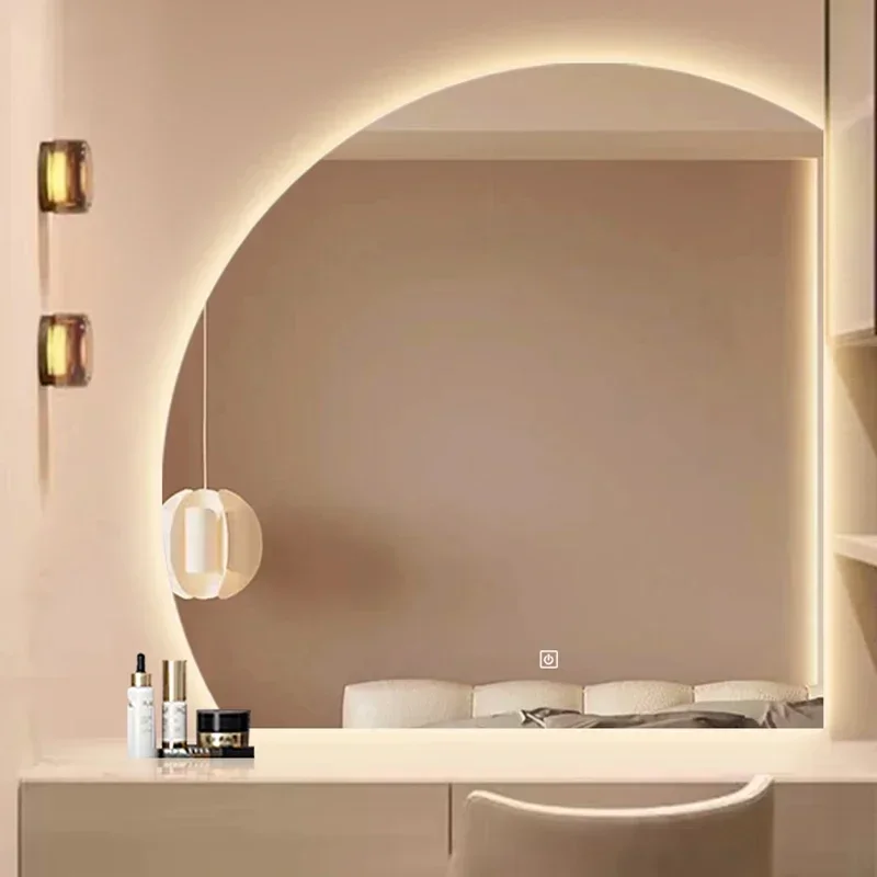 Frameless Bath Mirrors Modern Makeup Led Light Bathroom Round Decorative Mirror Wall Luxury Vanity Lighting Home Decoration