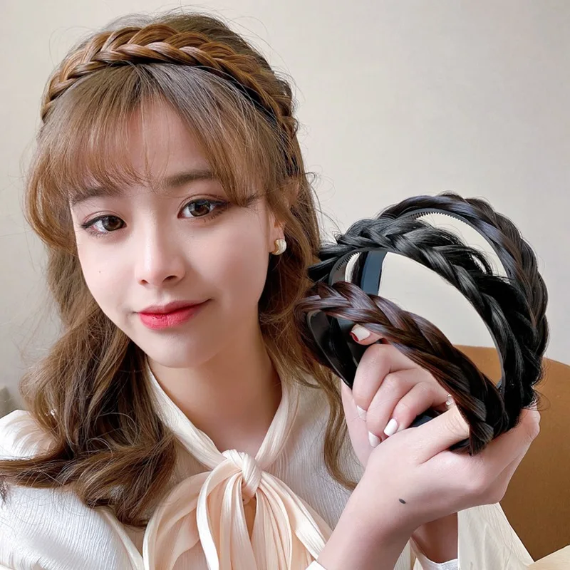 Frauen Synthetische Perücke Twist Geflochtene Haarbänder Mode Zöpfe Haarschmuck Frauen Böhmische Natur Stirnband Stretch für Party – Detail 11