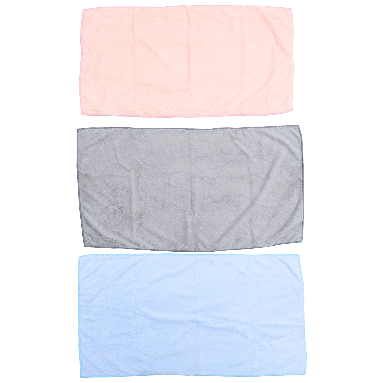 

3 Pcs Fleece Towels Super Soft Absorbent Bath H Towels Washcloths Absorbent H Towel Spa Shower Pink Grey Blue Large Size