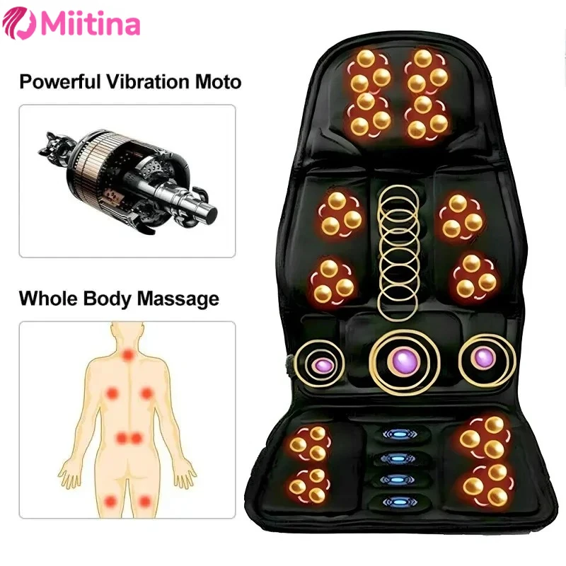 

Home Office Car Full-Body Massage Cushion Heat 7 Motors Vibrate Back Neck Mat Chair Massage Relaxation Seat New Year's Present