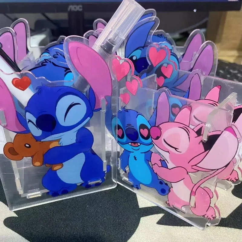 Disney Cartoon Stitch Pen Holder Acrylic Cartoon Pen Holder Student Desktop Organizer Bucket Children's Stationery Gifts