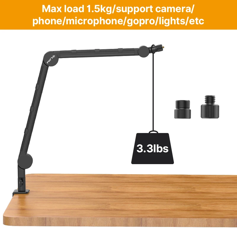 Imagem -03 - Vijim-c-clamp Mesa Flexível Light Stand Suporte para Microfone Live Boom Arm 48 Cabeça de Bola para Dslr Smartphone Ls25