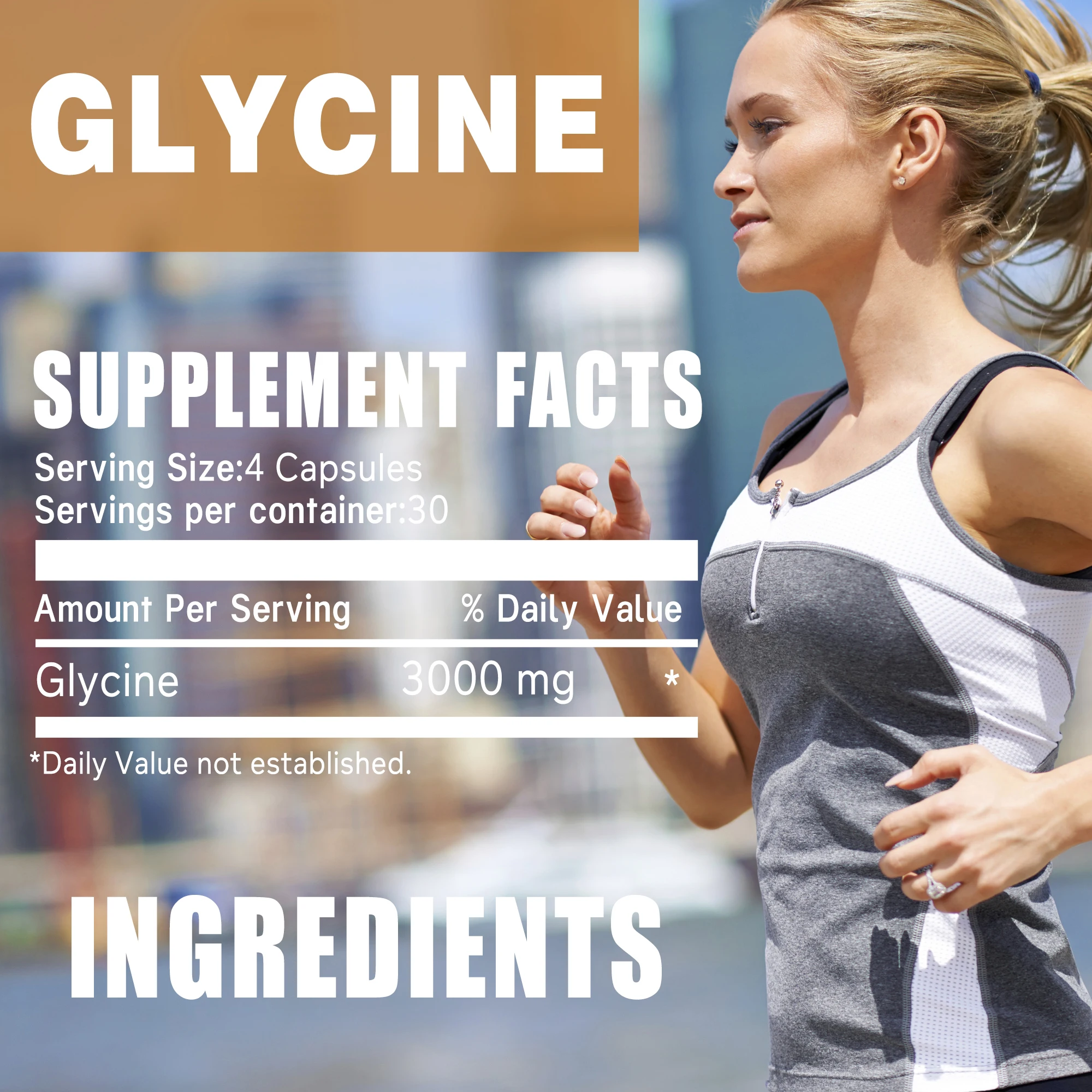 Glycine Supplement - Reduce Stress,Promote Positive Mood,Improve Sleep Quality, Heart & Brain Health,Supports Cognitive Function