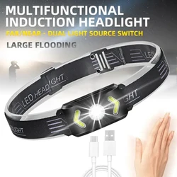 Mini LED Rechargeable Induction Headlamp With Built-in Battery 5 Lighting Modes Head Torch Outdoor Camping Fishing Headlight