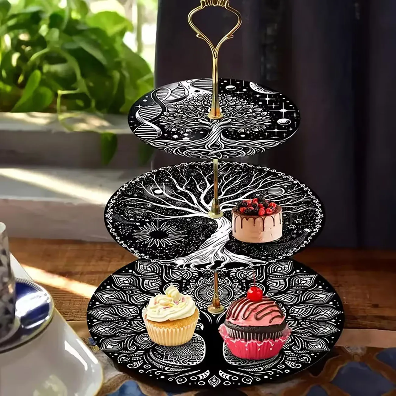 1 3-layer wooden display tray, perfect for weddings, birthdays, holidays, and is an ideal choice for families or hotels