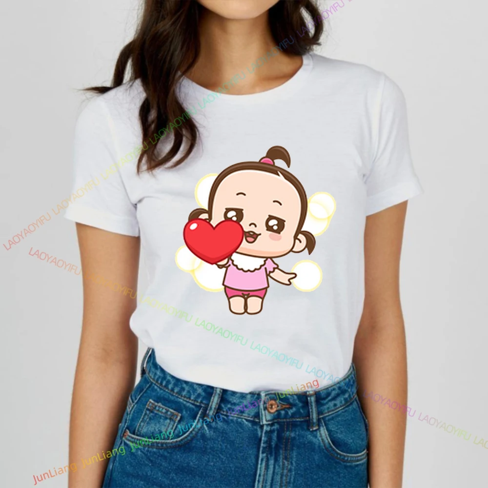 Dumb and Cute Little Girl with Cute Korean Expressions Top Y2k Clothes for Women Women's Clothing Offers T-shirts Goth Woman