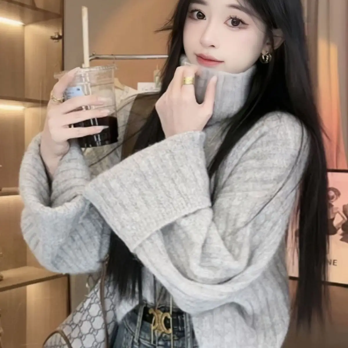 

Sweaters Jumpers Pullovers Women Pullover Y2K 2000S Tops For Leopard Fit Athletic Tennis Daily Game Sport Streetwears Fur Collar