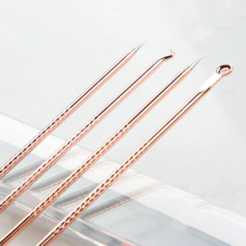 4PCS Akne Mitesser und Akne Entferner Hautpflege Weibliche Schönheit Akne Behandlung Poren Reinigung Nadel Haken