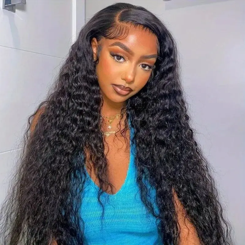 Natural Black 13x6 HD Lace Front Wig 180% Deep Wave 30 Inch 13X4 Human Hair Curls High Quality Glueless Wigs for Women