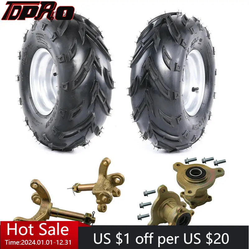 

TDPRO 2pc 16x8-7 Rim Tire Wheel + 3 Stud Knuckle Hub 7" Wheels ATV Quad Go Kart Buggy go kart parts