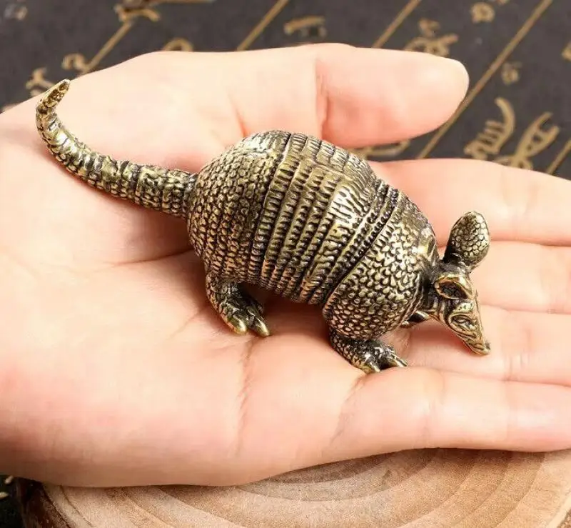 

Brass Armadillo Figurine Small Animal Statue Table Office Home Decor Toy Gift