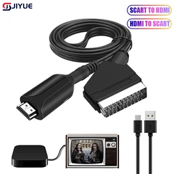 HDMI To SCART Video Audio Converter Adapter 1080P For HDTV DVD Sky Box STB Plug And Play With Power Cable Scart To Hdmi
