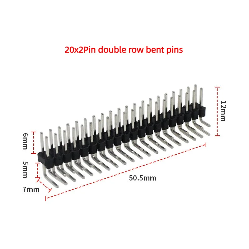 40-pin header, straight and angled double-row pins, 2.54mm GPIO header combo kit
