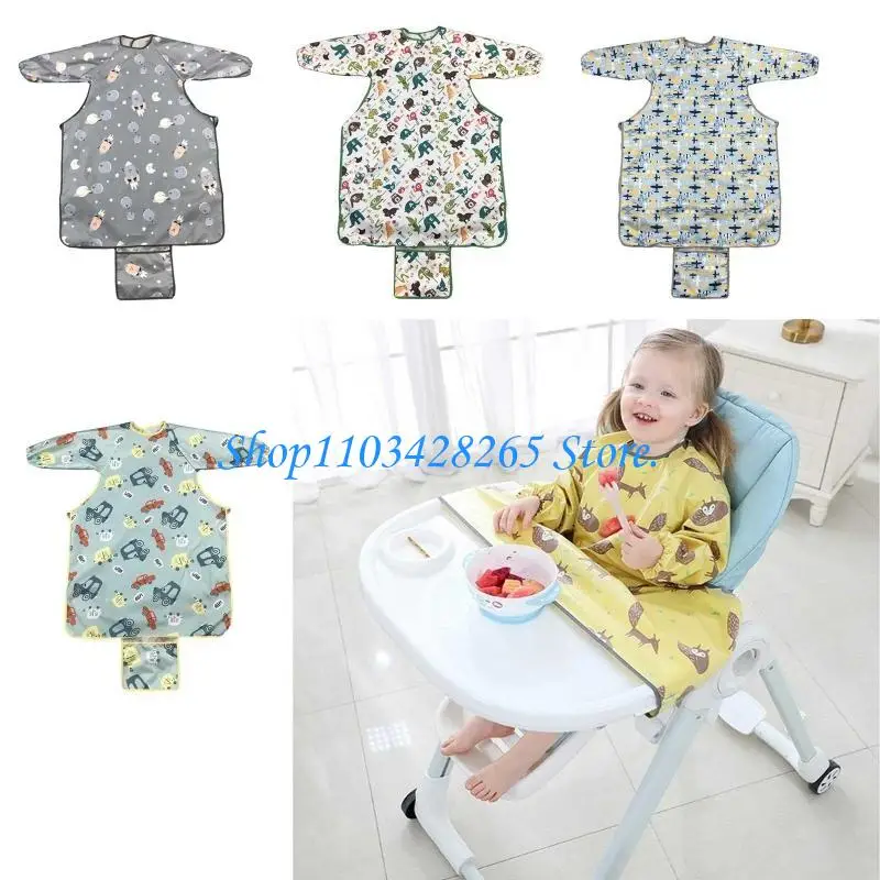 

Newborn Long Sleeve Bib Coverall with Table Cloth Cover Dining Chair Gown Saliva Towel Burp Apron G2TE