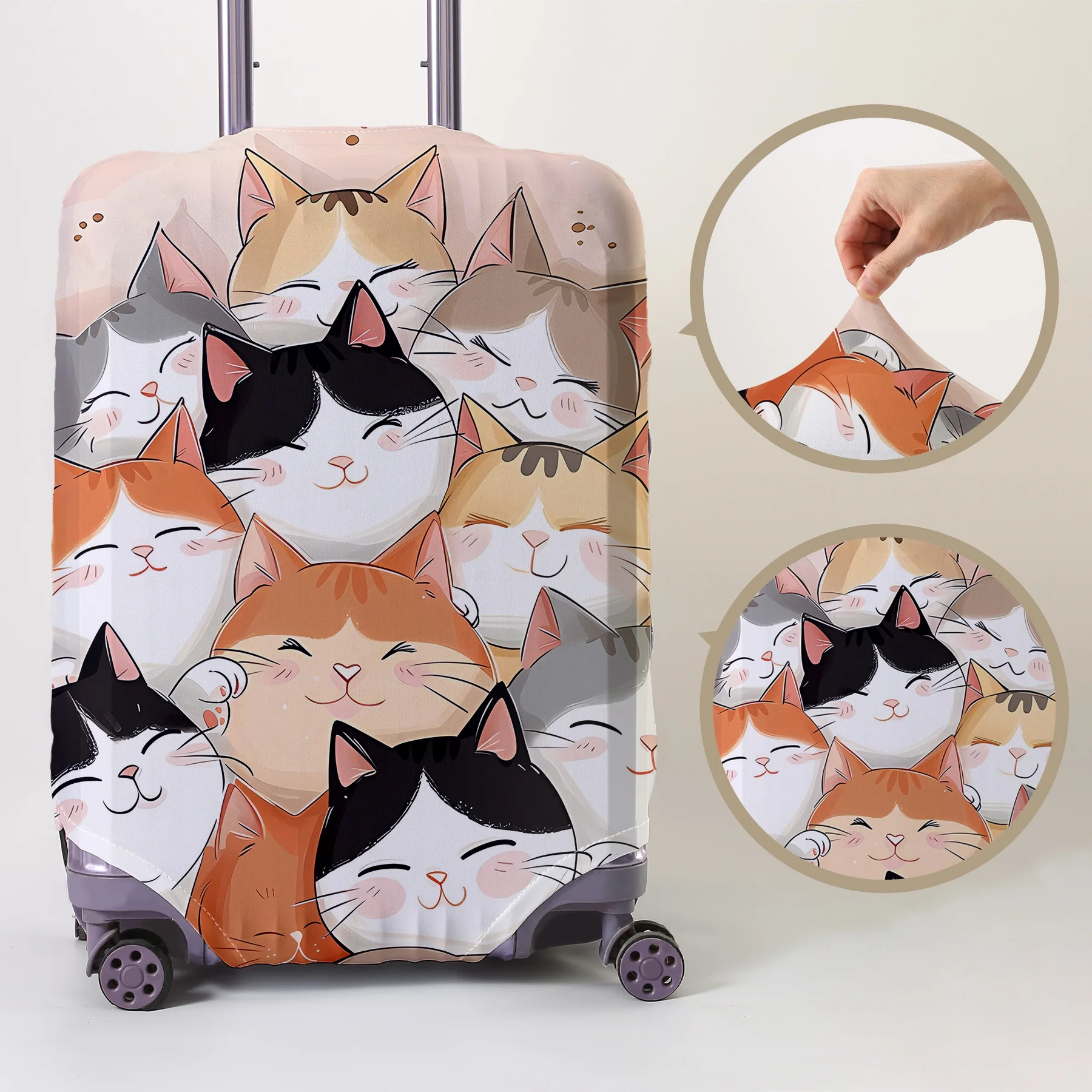 Cat Stacking Music Pattern Luggage Protection Cover, Suitable for 18-32 Inch Covers, Handle Gloves, Travel Access