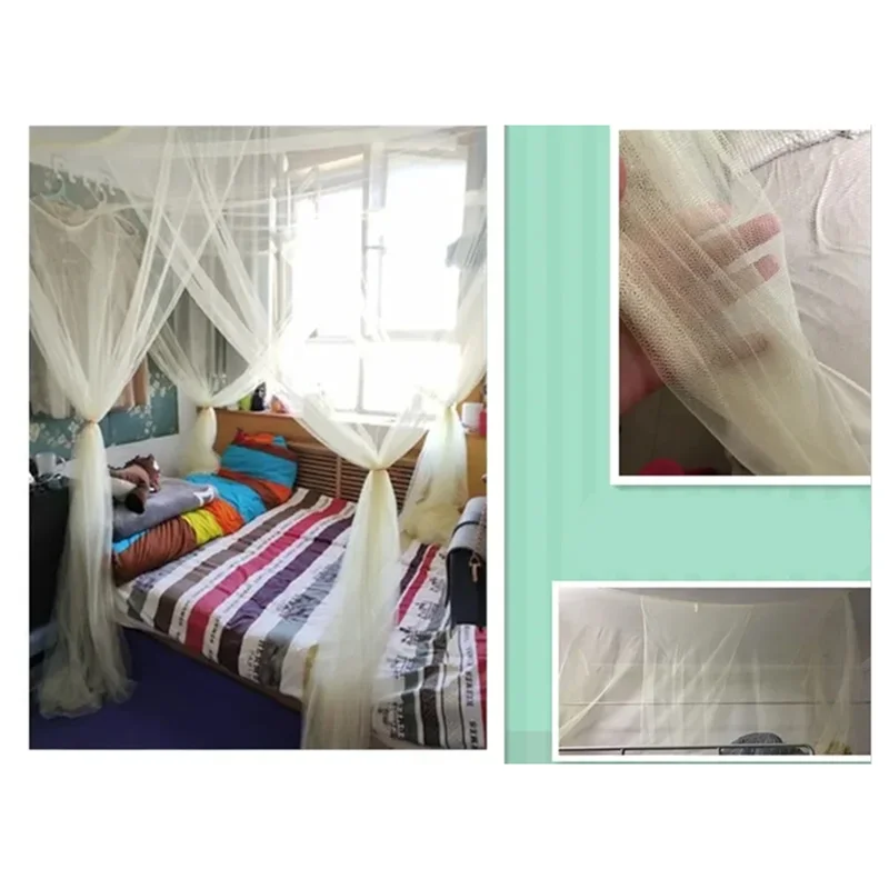 SYW-Mosquito Net, Palace Four Door Queen Size Double Bed, Home Single Bed Insect Proof Square Elegant Canopy Mosquito Net