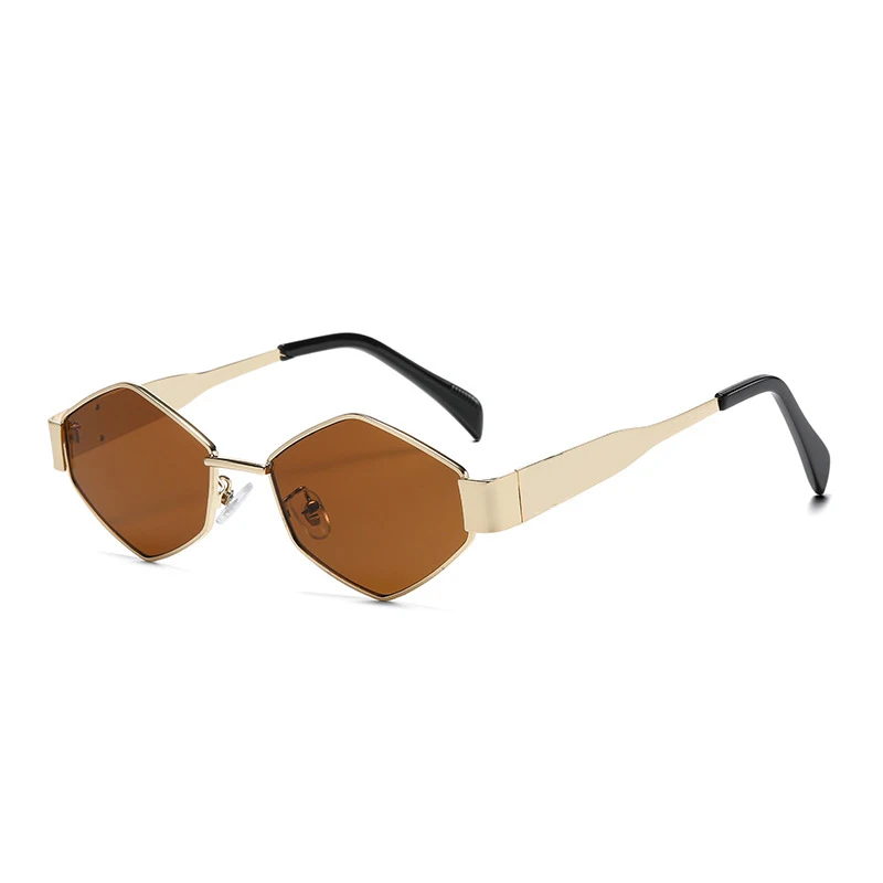 Elbru Fashion occhiali da sole New Metal Diamond occhiali da vista poligonale Small Frame uomo donna UV400 Driving Outdoor occhiali da sole Gafas