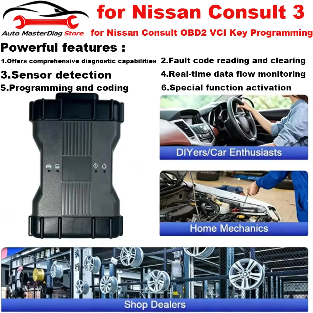 New Version and Wifi USB for Nissan Consult OBD2 VCI Key Programming V241 for Infiniti Immobilizer Better than Consult 3 Plus