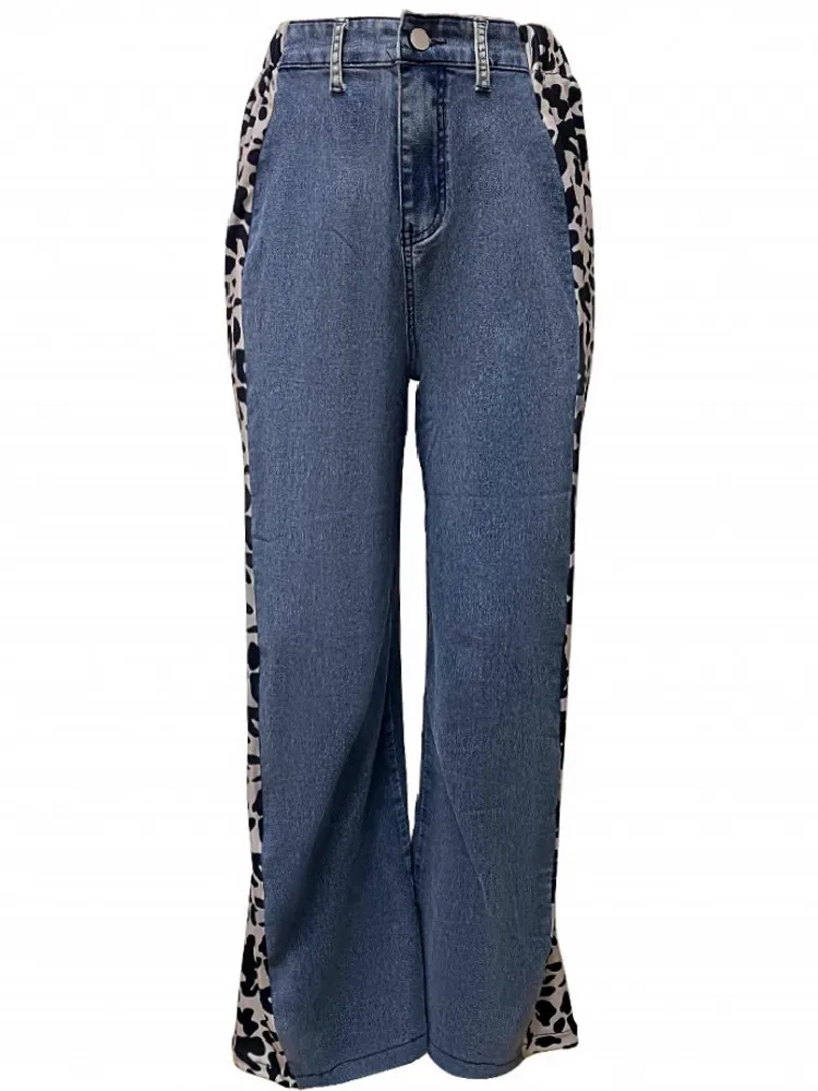 Harajuku Streetwear Retro Fashion Autumn Women High Waist Jeans Loose Wide Leg Straight Loose Denim Trousers Y2K Baggy Pants