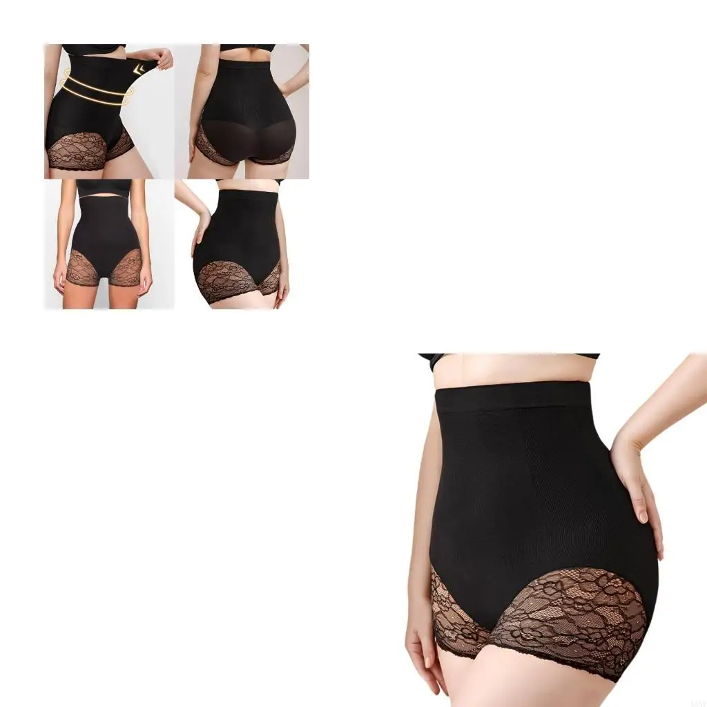 Y3NE High Waist Underwear Compression Lace Accent Shapewear Panties Safety Shorts