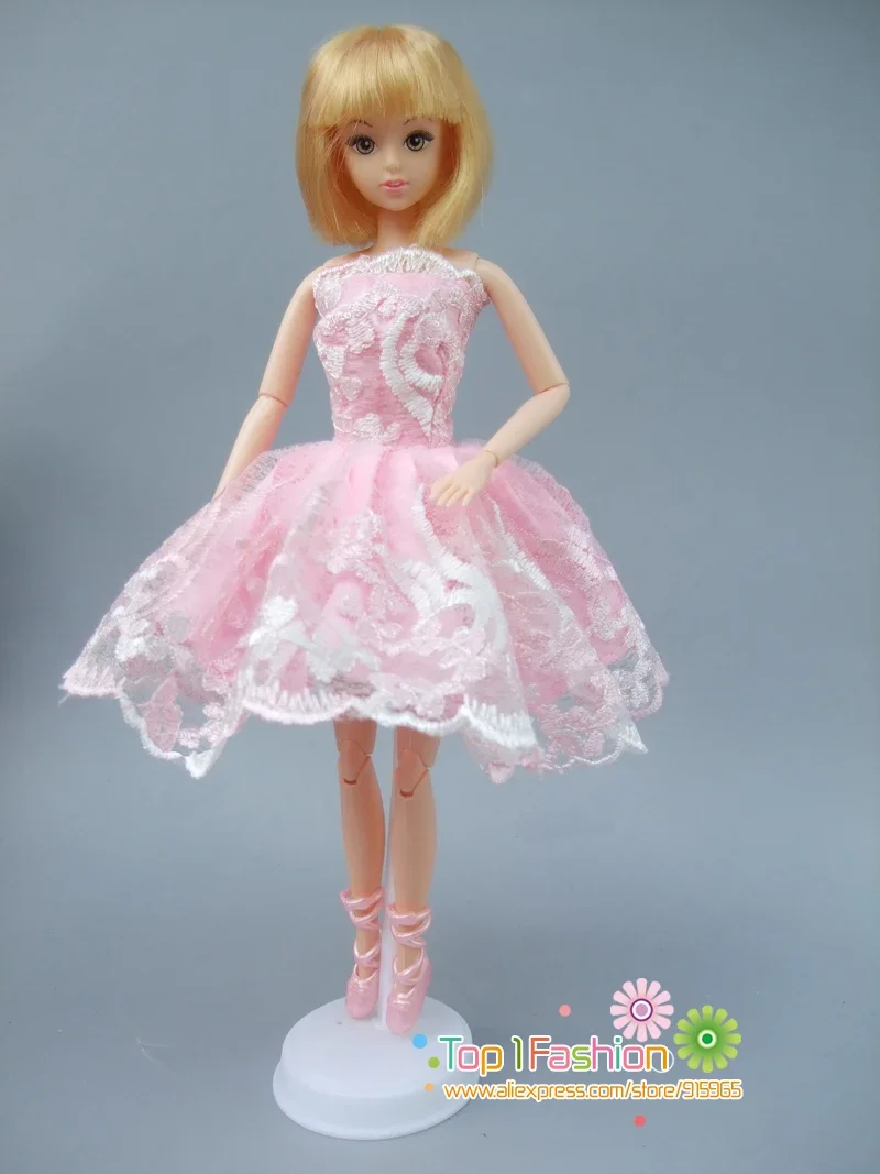 Handmade fashion short dress For Barbie Doll Ballet dress baby girl birthday new year present for kids