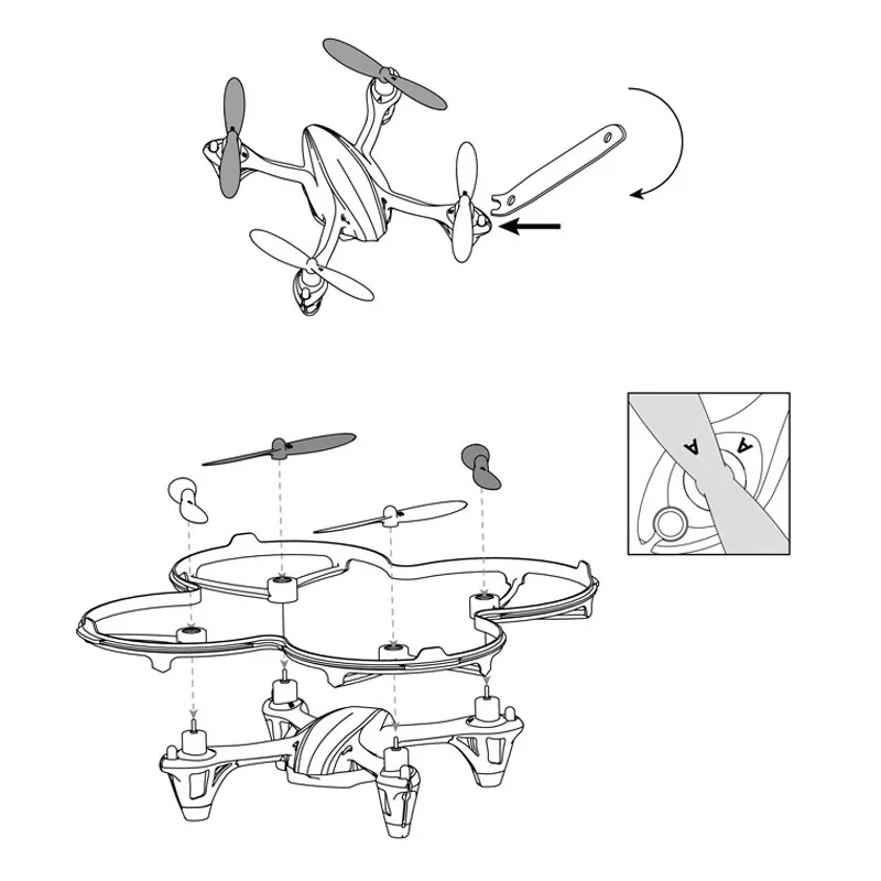 Hélice longa para HUBSAN X4, CW e CCW, Quadcopter, H107, H107C, H107D, 55mm