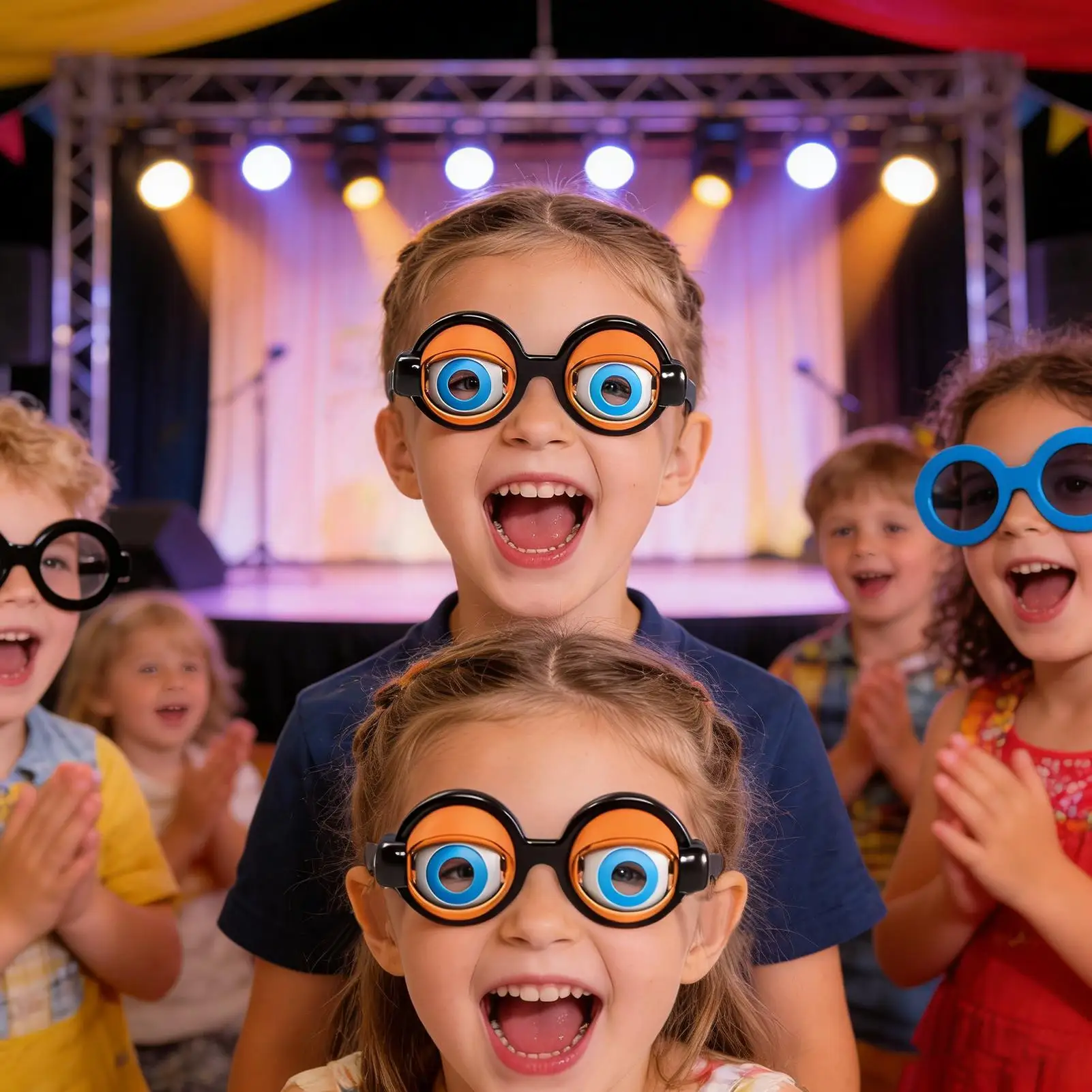 Occhiali divertenti Lampeggiante Scherzo Roba Giocattoli Scuotendo gli occhi Occhiali da sole Gag Puntelli per bambini Ragazzi Adolescenti Festa Vacanza Photo Booth Costume