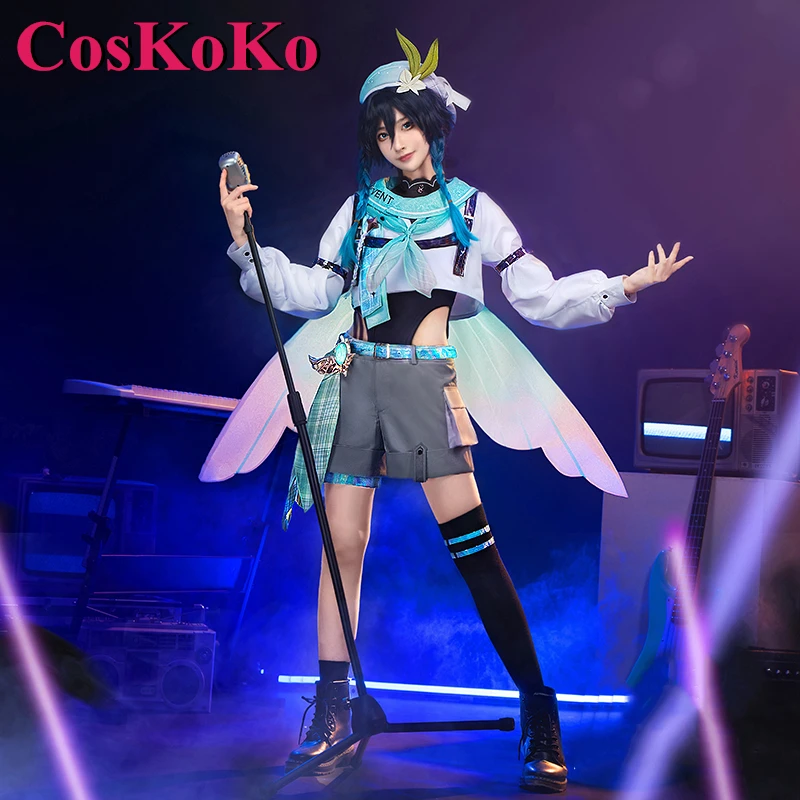 CosKoKo Venti disfraz de Genshin Impact, traje de Anime, banda de Cuatro Vientos, moda diaria, ropa informal fresca, juego de rol