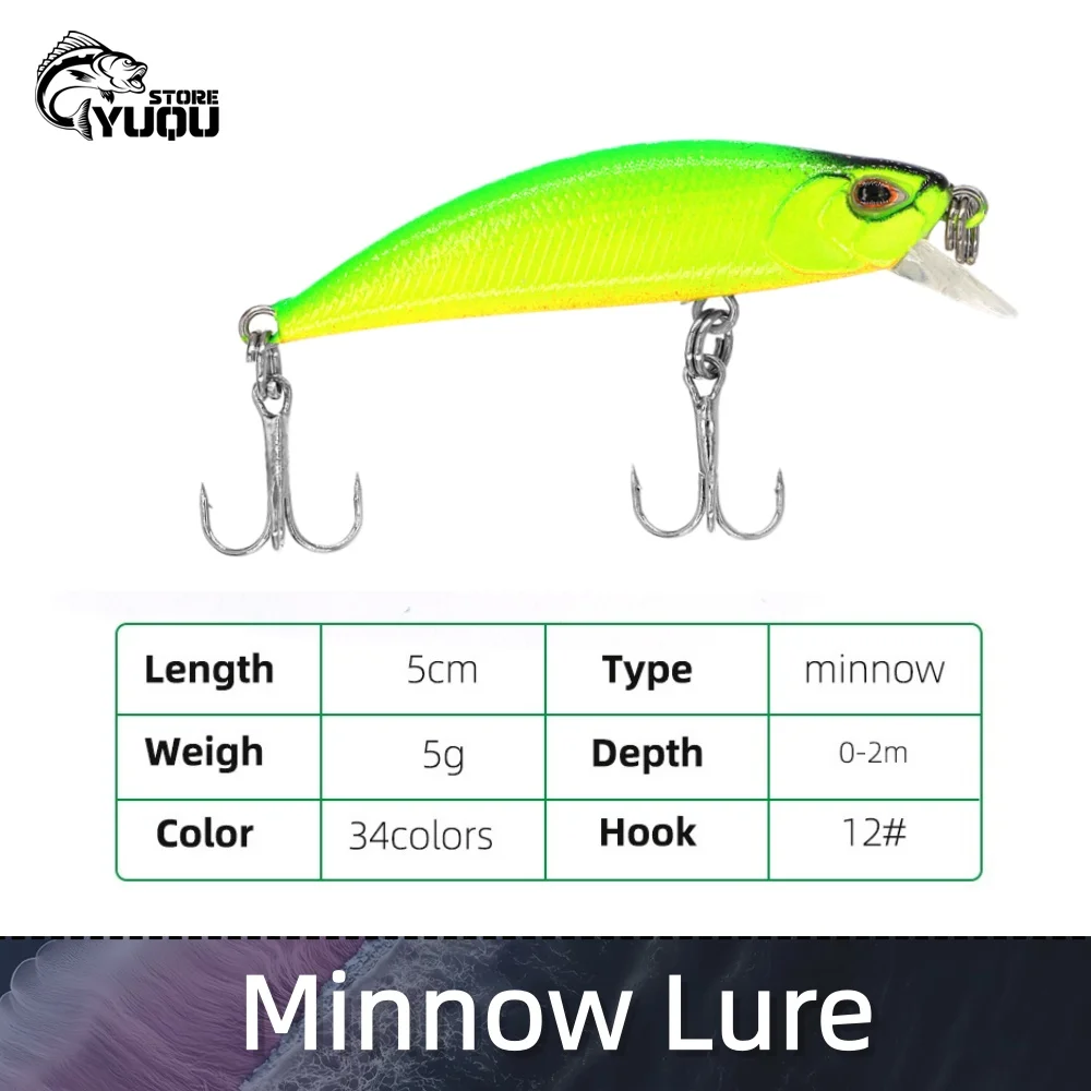 

5pcs Long Cast Hard Bait Lure Sinking Minnow Artificial Fishing Lure Wobblers Crankbait Trout Bait 3D Eyes Swimfish Wobblers