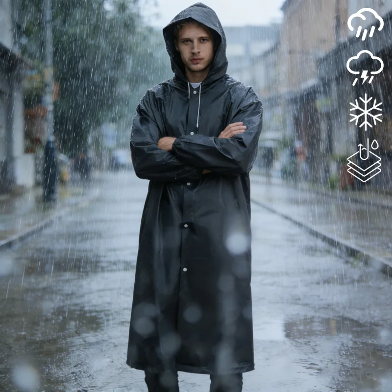 EVA Thickened Integrated Raincoat Non Disposable Adult Outdoor Travel Portable Full Length Raincoat Heavy Duty