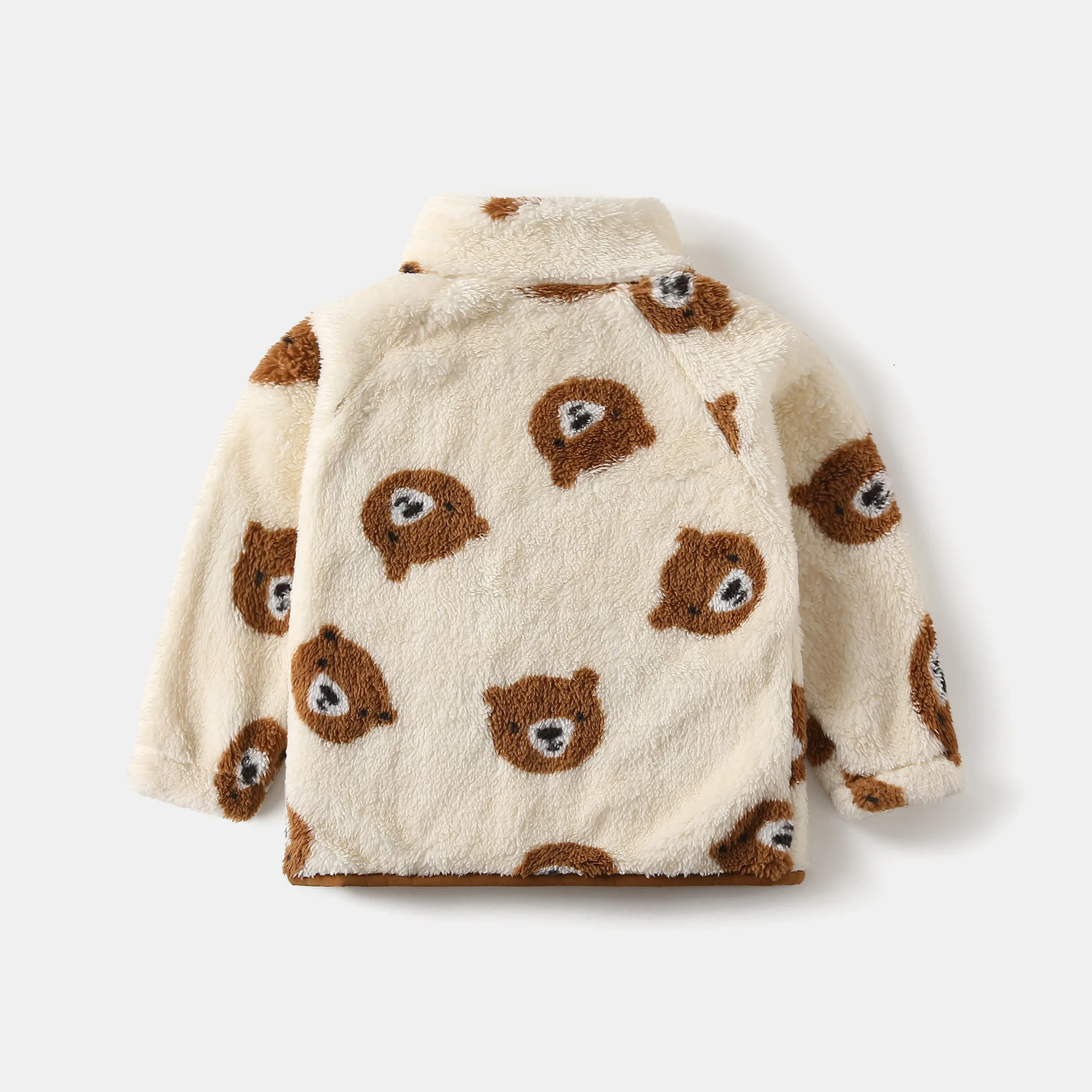 Ircomll Herbst Winter Neuer Bedruckter 2-7J Kinder-Mantel Stehkragen Patchwork Fleece Samt Warme Lässige Kinder-Oberbekleidung – Detail 5
