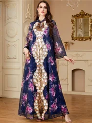 Eid Muslim Dress for Women Sequins Abayas Arab Dubai V Neck Jalabiya Party Dresses Kaftan Vestidos Largos Long Robe Ramadan 2025