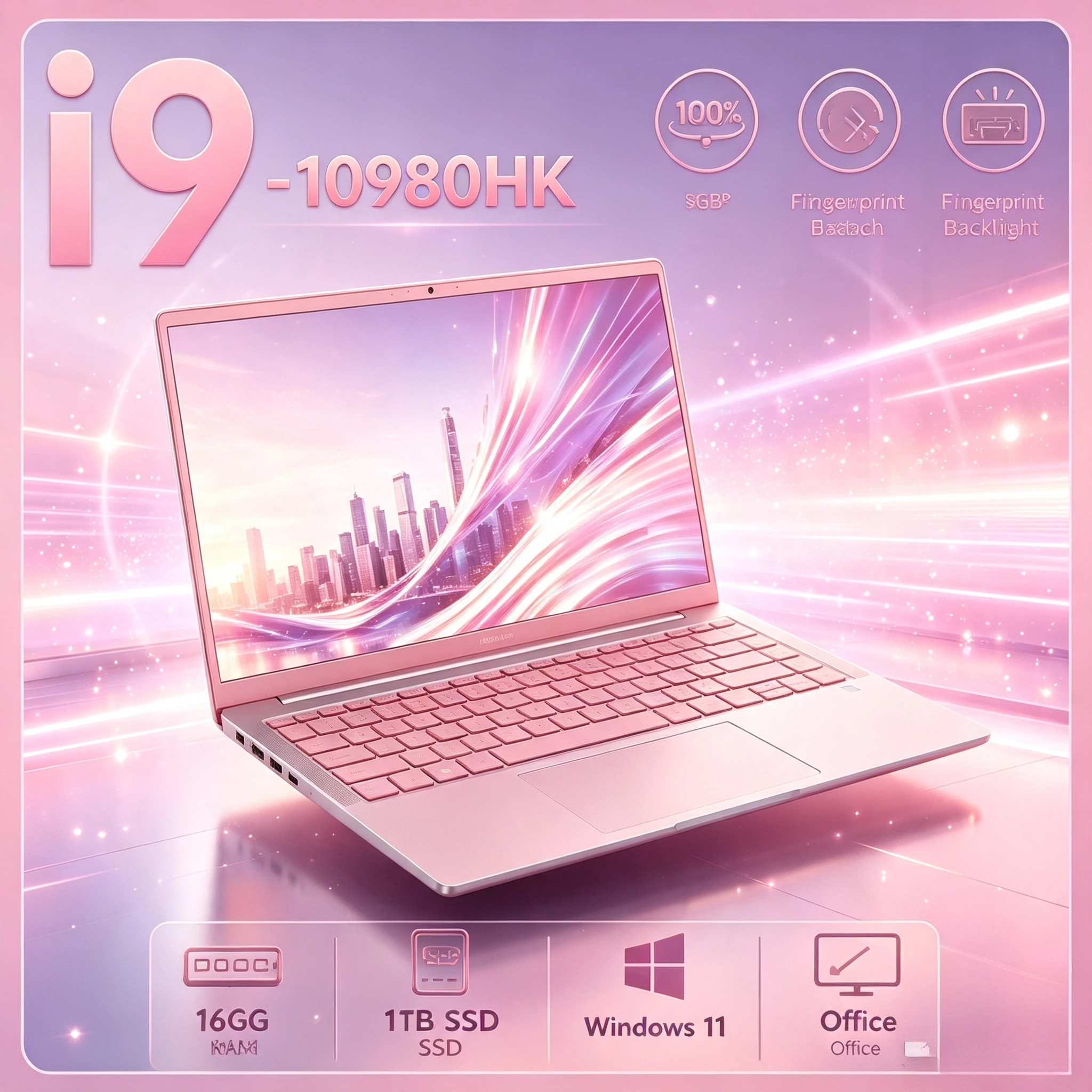 2026 Portable 15.6 Inch Intel Core i9 10980HK Gaming Laptop Computer Windows 11 PC Gamer 32GB RAM Fingerprint Unlock Notebook PC