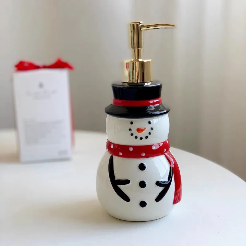 Santa Claus Ceramic Lotion Bottle Snowman Penguin Soap Liquid Container Home Hand Sanitizer Makeup Remover Water Storage Bottle