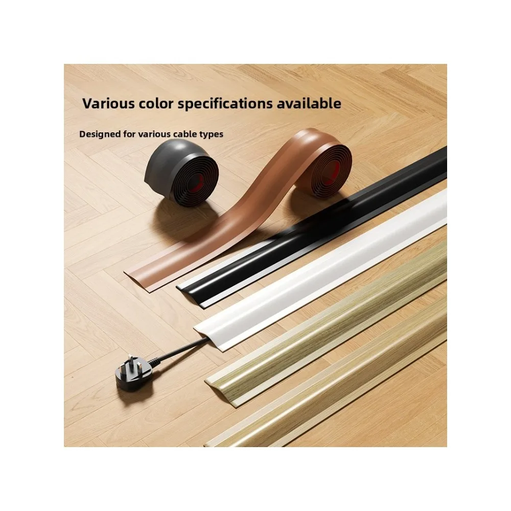 Flexible Floor Cord Hider, Self‑Adhesive Anti‑Step Cable Duct, Invisible Surface‑Mount Wire Channel for Exposed Floor Wires