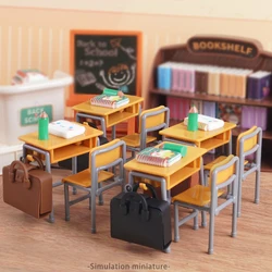 Mini Classroom Doll House Desk Chair Chalkboard Miniature School Playset Furniture Accessories Model Decoration For Kid Toy Gift