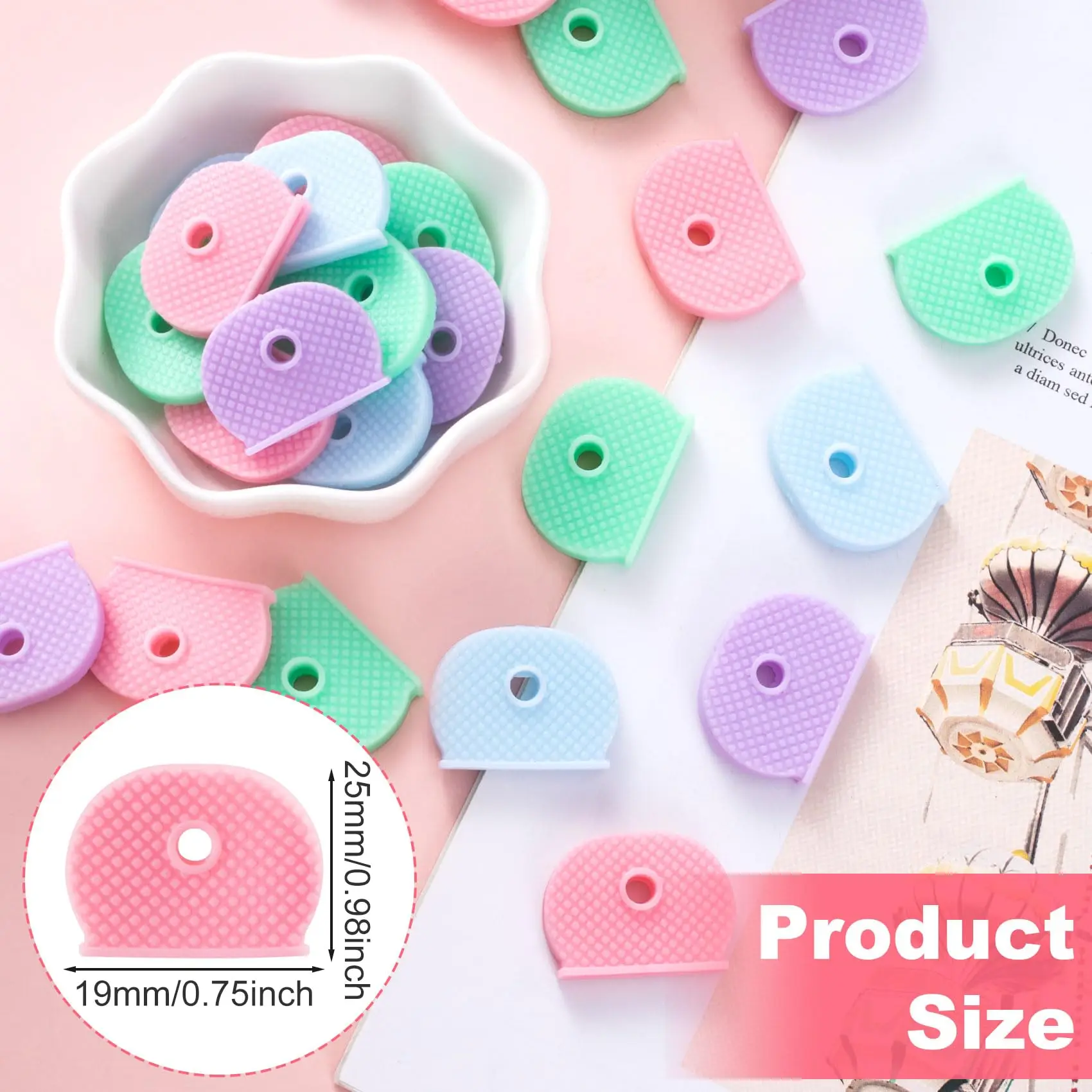 2/5Pcs Colored Key Caps PVC Soft Key Cover Elastic Key Identification Protector Organizer Hollow Silencer Key Topper Accessories