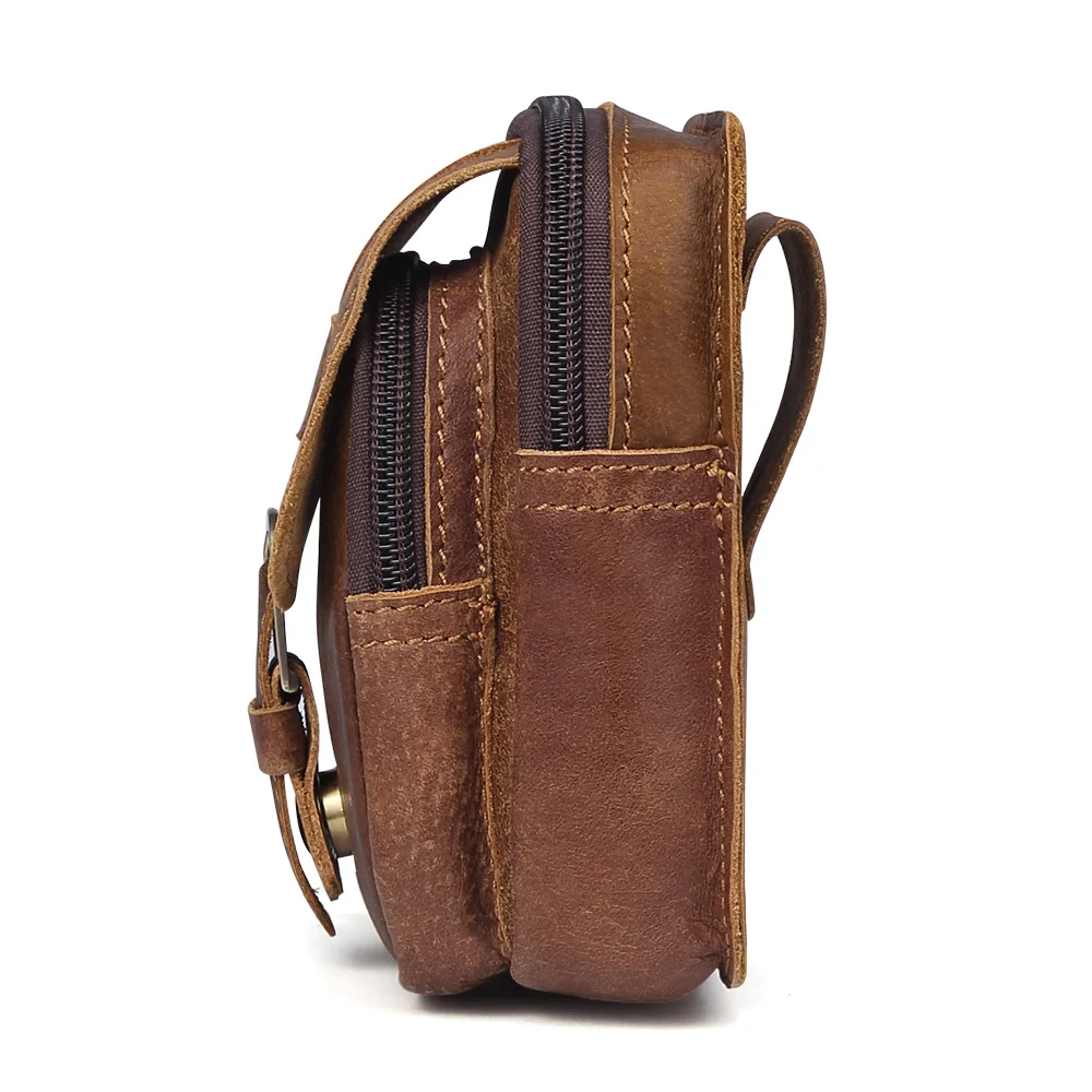 Sacs de taille en cuir véritable pour hommes, sac de hanche à fermeture éclair, sacs banane de voyage, petit sac de taille masculin