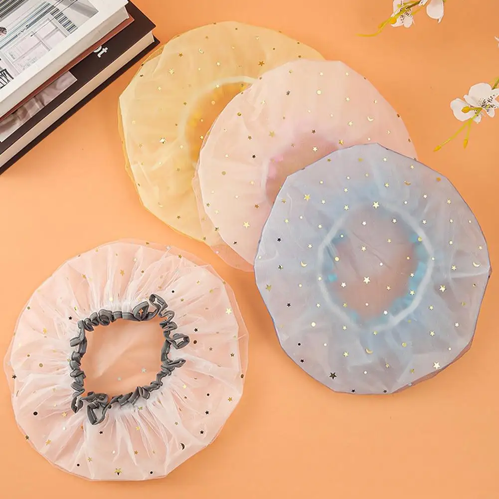 

1/4Pcs Reusable Shower Cap Elastic Bath Cap Household Anti-oil Smoke Hair Care Shower Cap Sanitary Hat