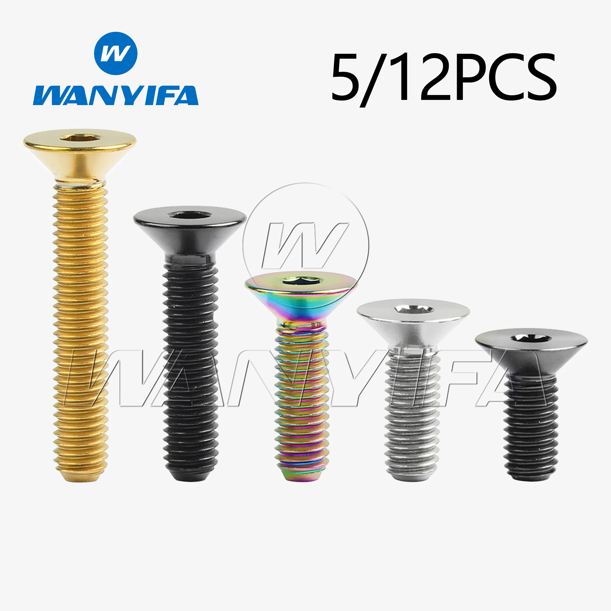 Wanyifa Titanium M4X 8 10 12 15 20 mm Hex Allen Socket Cap Head Bolt Screw for Bicycle Bike 5/12pcs