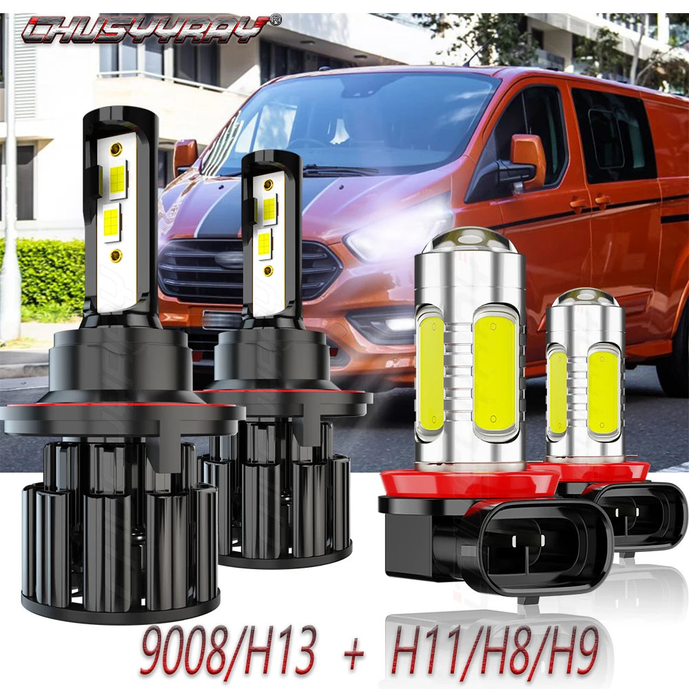 

CHUSYYRAY Compatible For Ford Transit Connect 2010-2013 6000K 9008 H13 LED Headlight H11 Fog Light Bulbs Car accsesories luzes